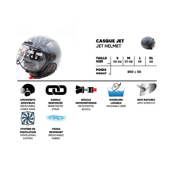Casque JET FRV Gris (taille S à XL)